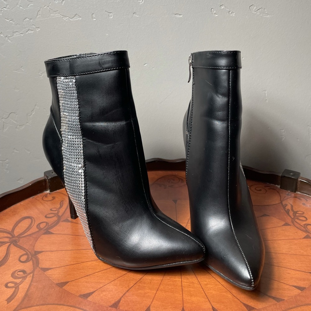 Black and Silver Stiletto Boots